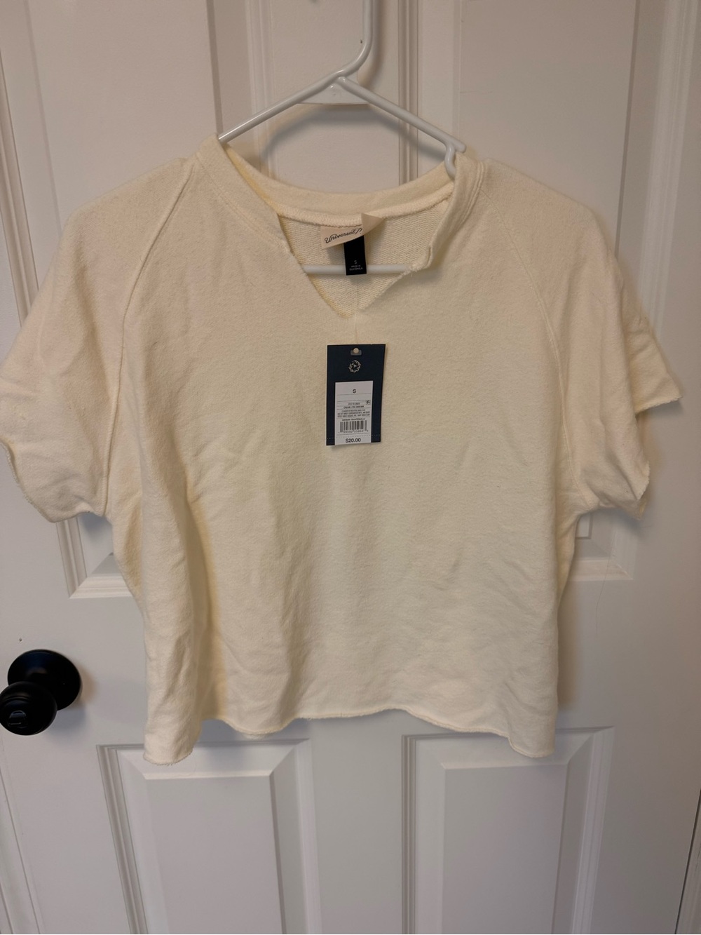 Target Cream Short-Sleeve Terry Pullover Top